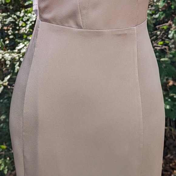 FAME and PARTNERS Silver Gray Gown in Satin and Black Lace Size 12 Brand New - Picture 8 of 9